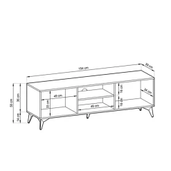 Mobile porta tv 154x50h cm 2 ante moderno quercia nero Becca