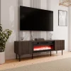 Mobile porta TV 181x58h cm 2 ante con caminetto noce cannettato Gabiot
