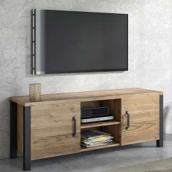 Mobile porta TV 147x57h cm 2 ante quercia nero opaco Nebraska
