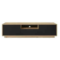 Mobile porta tv 180x45h cm 2 ante 1 cassetto nero opaco rovere Esmond