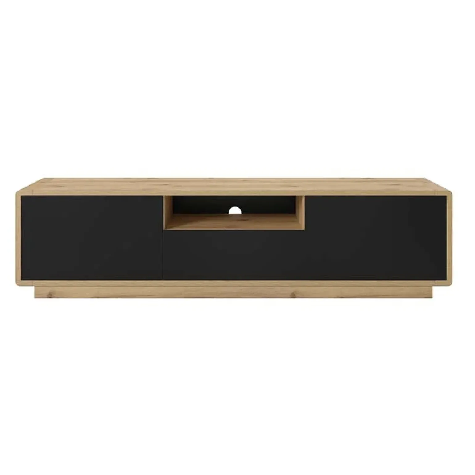 Mobile porta tv 180x45h cm 2 ante 1 cassetto nero opaco rovere Esmond