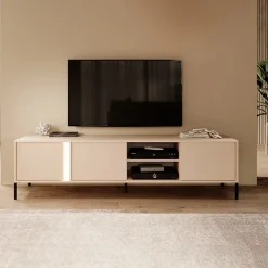 Mobile porta TV 203x54h cm 3 ante 2 vani moderno beige Melly