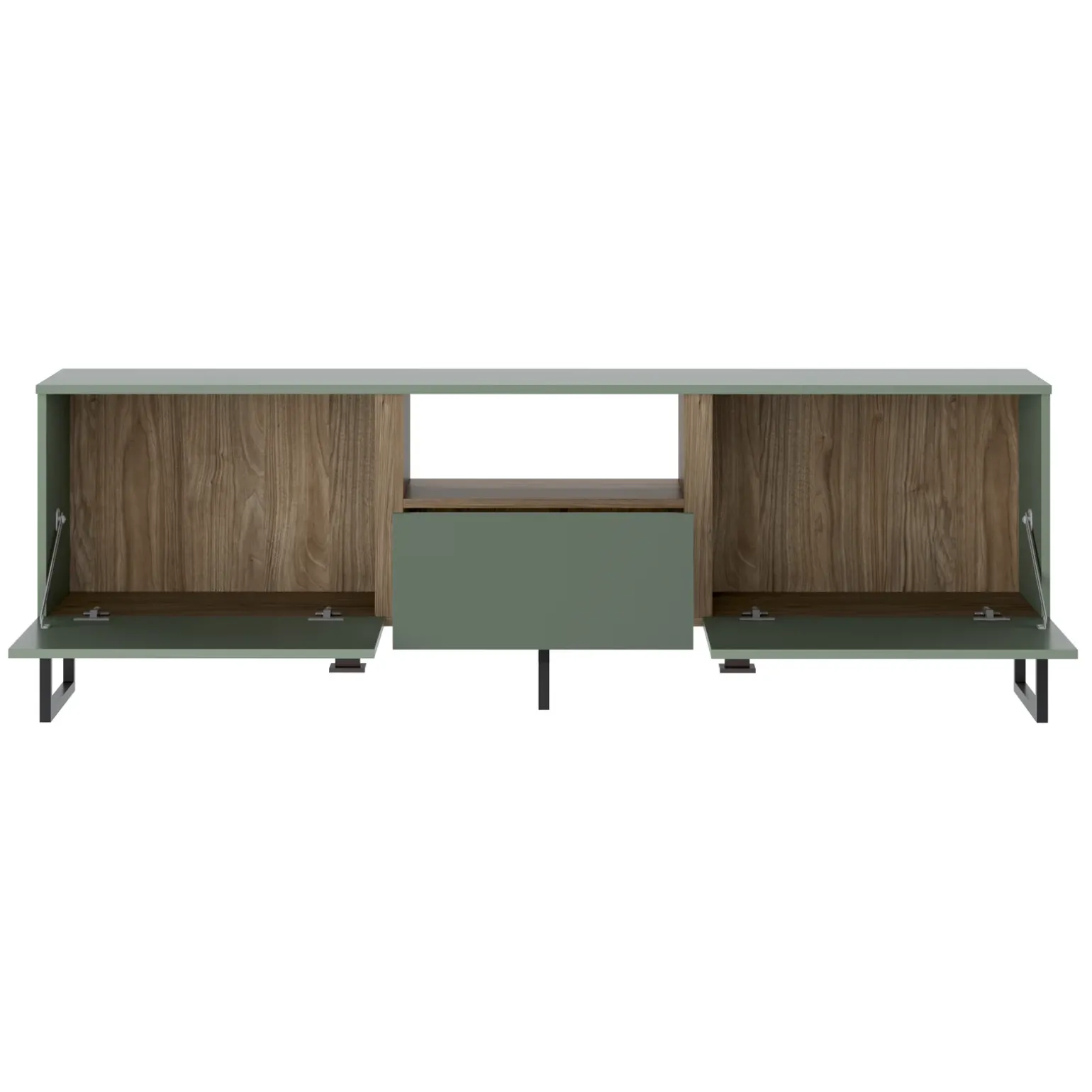 Mobile porta TV 179x60h cm 2 ante 1 cassetto verde salvia scuro rovere Selvia