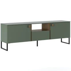 Mobile porta TV 179x60h cm 2 ante 1 cassetto verde salvia scuro rovere Selvia