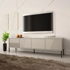 Mobile porta tv 190x53h cm 4 ante cannettato beige Diana