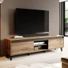 Mobile porta TV 170x49h cm 2 ante 2 vani a giorno rovere antracite Salisburgo