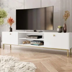 Mobile porta TV 180x48h cm 2 ante 2 vani bianco opaco Giuggiola