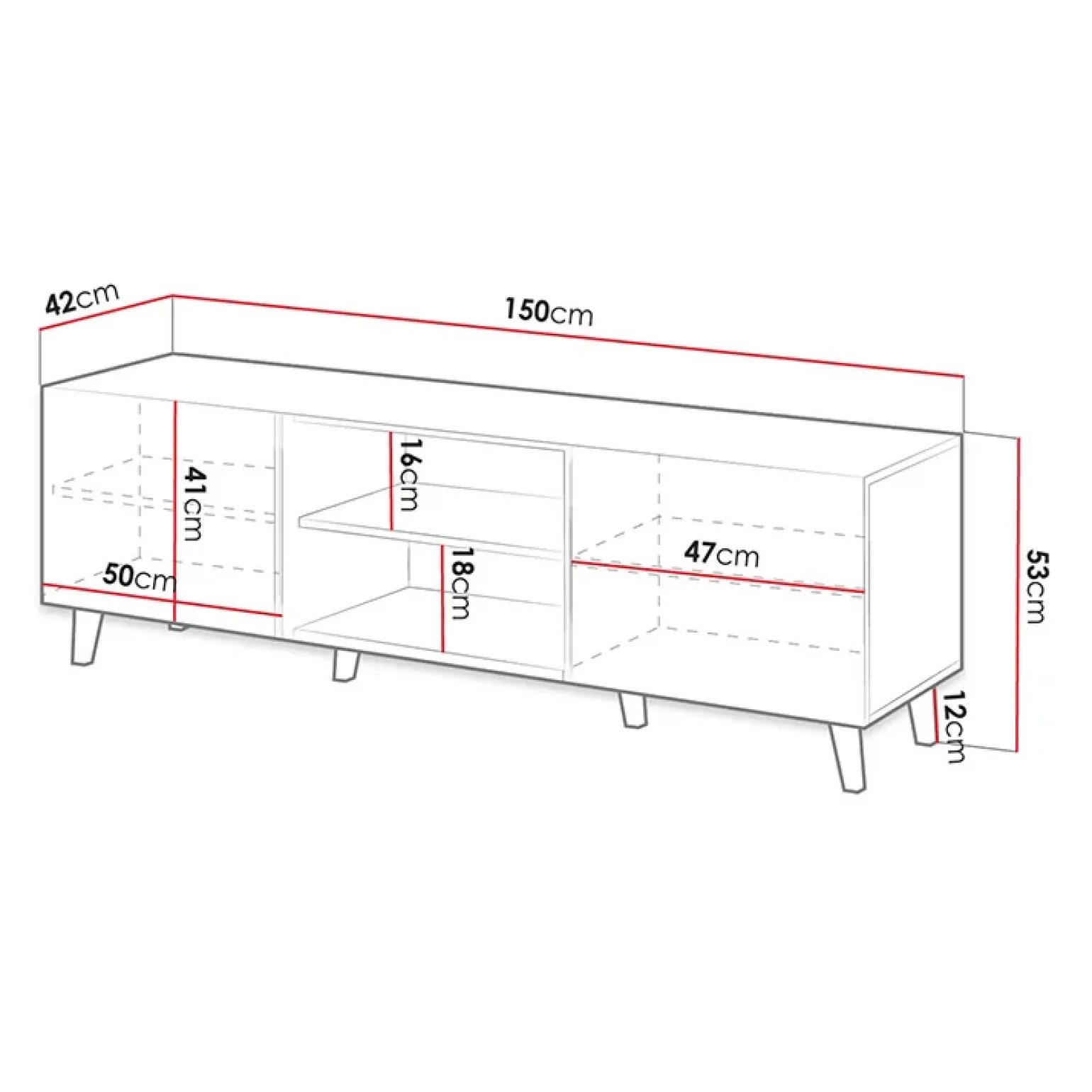 Mobile porta TV 150x52h cm 2 ante cannettato antracite Essence