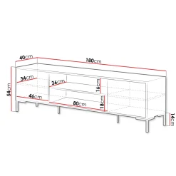 Mobile porta TV 180x54h cm 2 ante rovere nero Duble