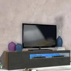 Mobile porta TV 155x37h cm 1 anta antracite Light Small Gihome®