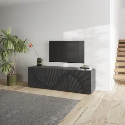 Mobile porta TV 181x69h cm 3 ante antracite frontali serigrafati Seira