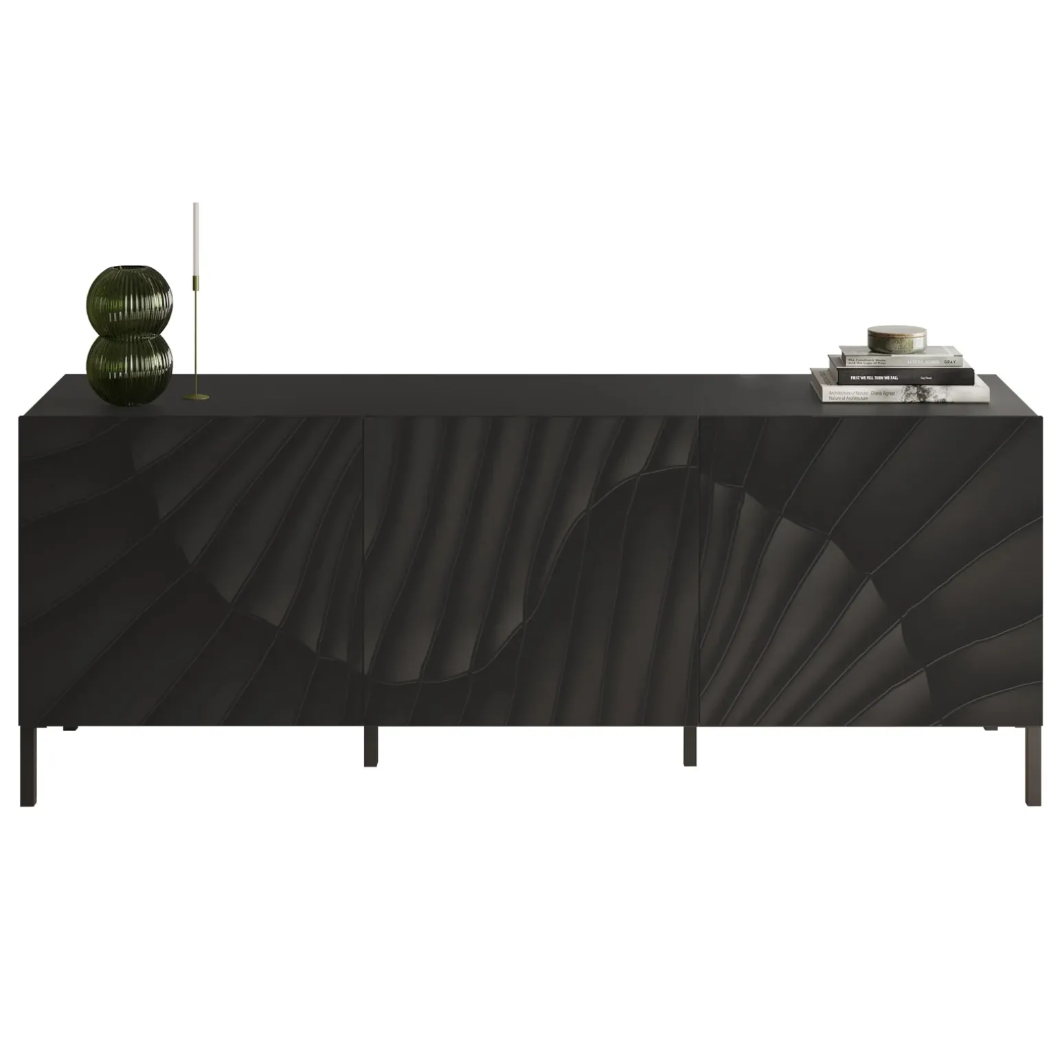 Mobile porta TV 181x69h cm 3 ante antracite frontali serigrafati Seira