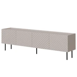 Mobile porta TV 200x59h cm 4 ante con frontali decorati beige Daniele