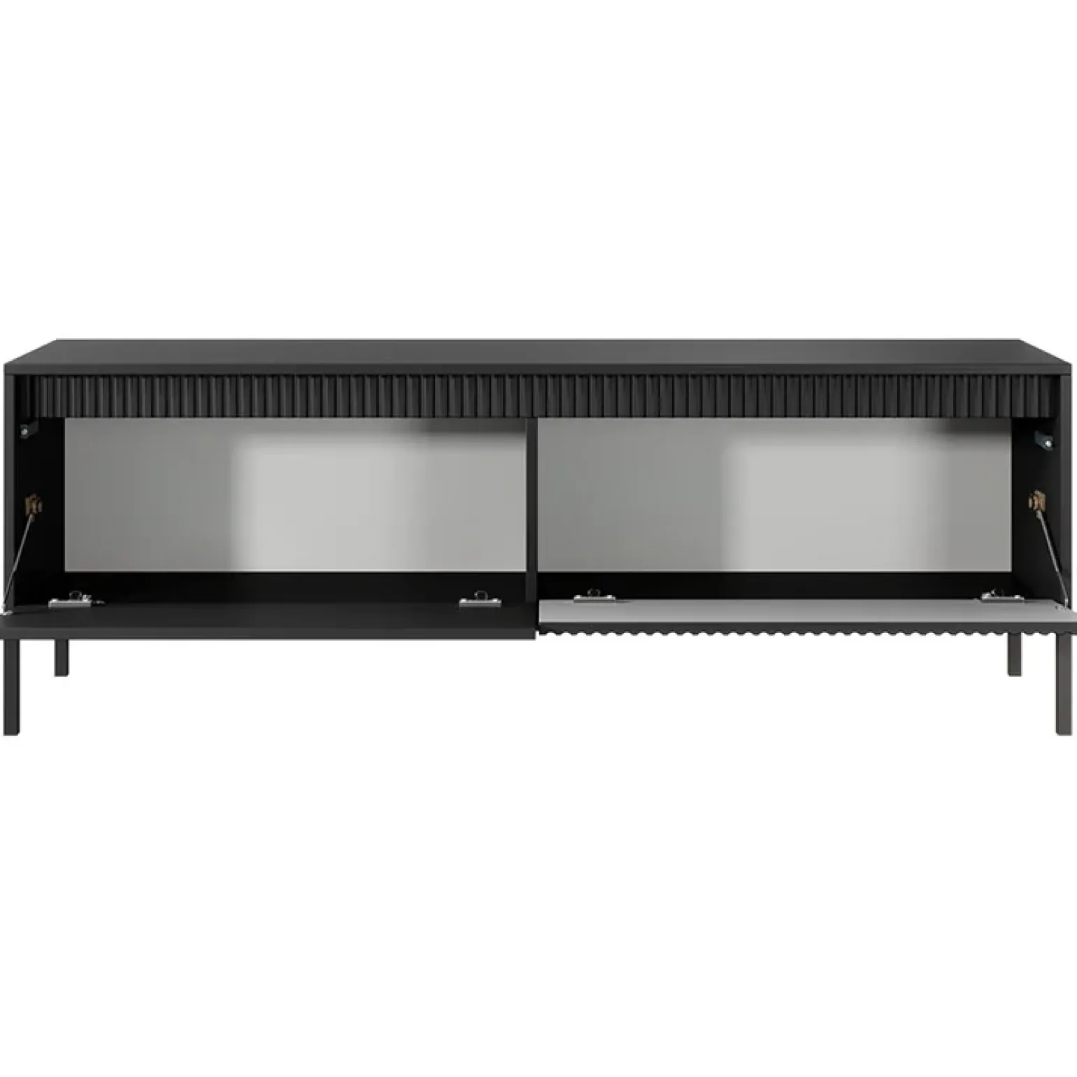Mobile porta TV 154x54h cm 2 ante nero opaco cannettato Ciar