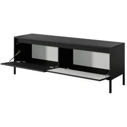 Mobile porta TV 154x54h cm 2 ante nero opaco cannettato Ciar