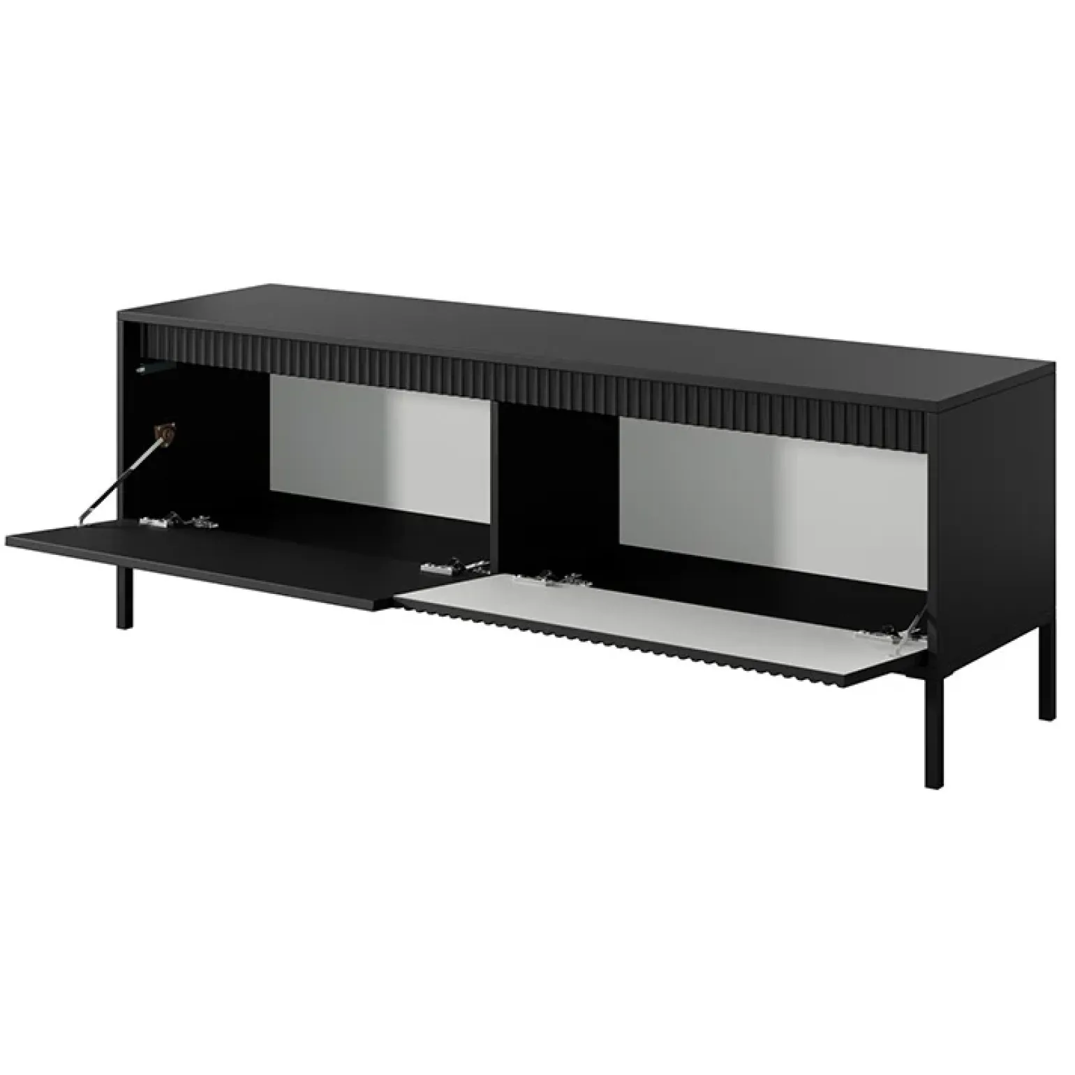 Mobile porta TV 154x54h cm 2 ante nero opaco cannettato Ciar