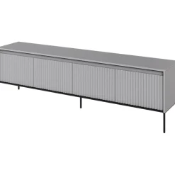 Mobile porta TV 193x56h cm 4 ante led cannettato grigio nero Camelia
