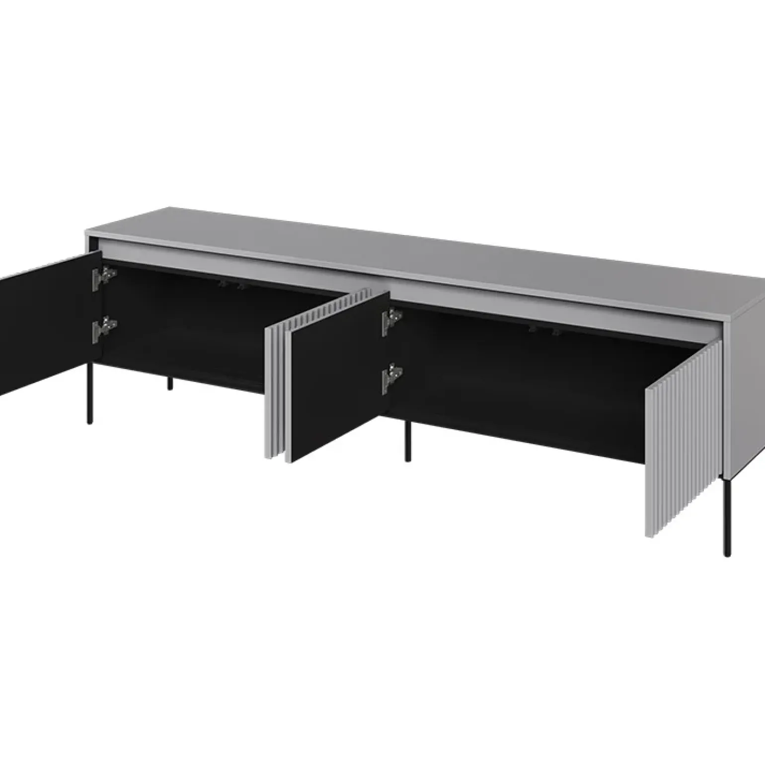 Mobile porta TV 193x56h cm 4 ante led cannettato grigio nero Camelia