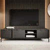 Mobile porta TV 203x53h cm 3 ante 2 vani moderno antracite Nebula
