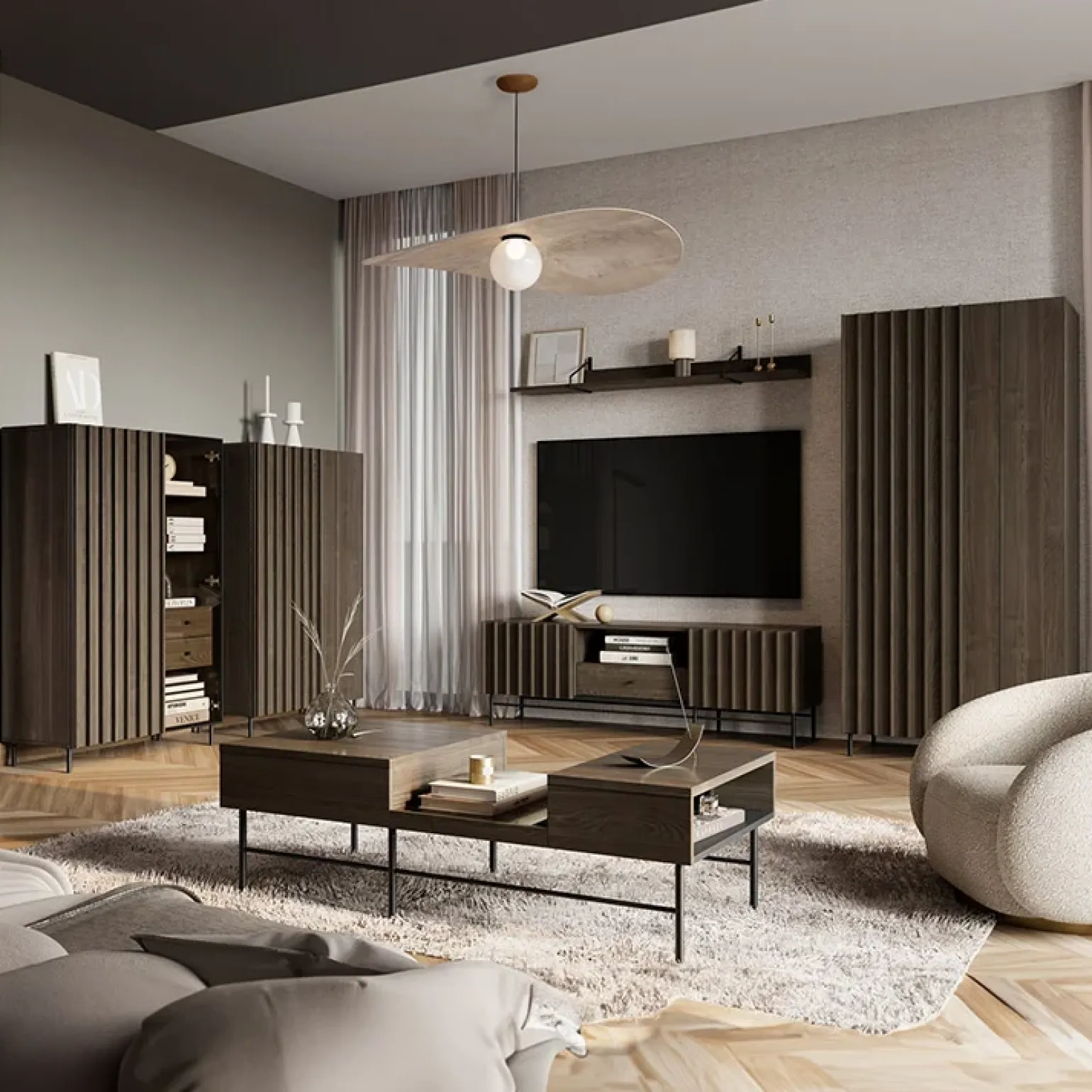Mobile porta TV 165x55h cm 2 ante cassetto wengè Blackwood