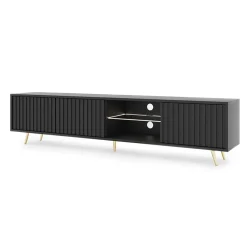 Mobile porta TV 175x45h cm 3 ante e vani a giorno nero Celestia