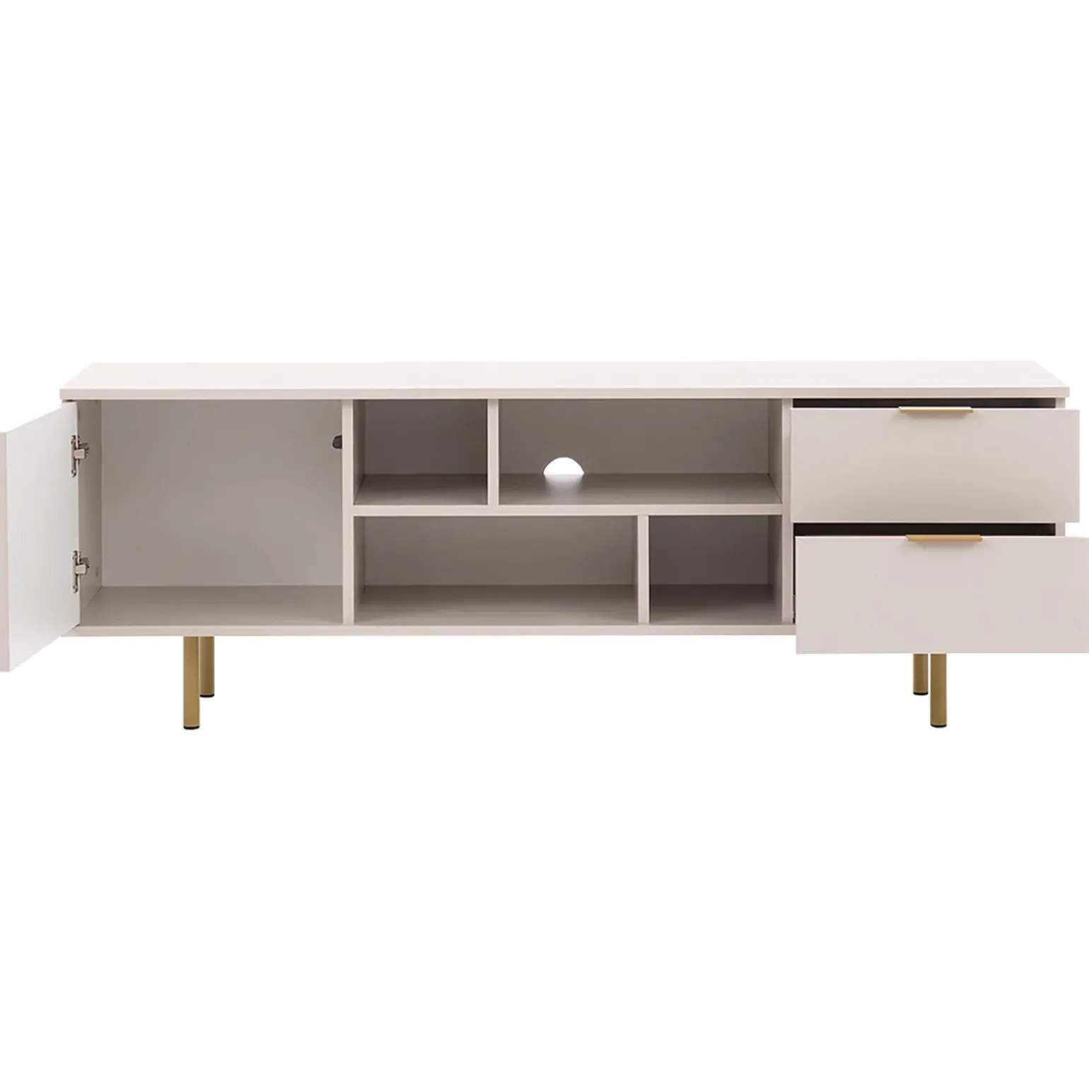 Mobile porta tv 150x52h cm 1 anta 2 cassetti cannettato moderno beige Vanessa