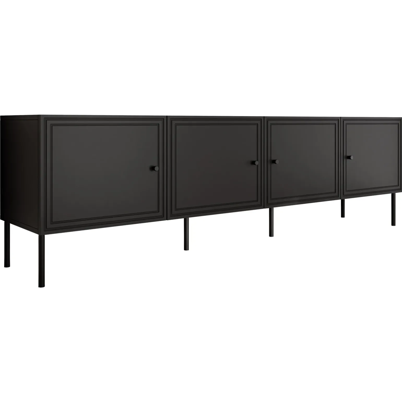 Mobile porta TV 201x60h cm 4 ante nero opaco Stark