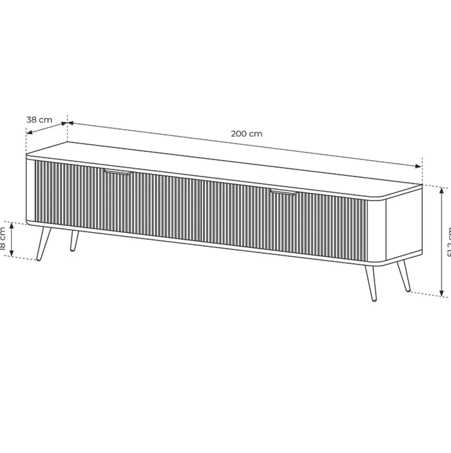 Mobile porta TV 200x51h cm 2 ante beige cannettato Ramis