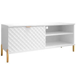 Mobile porta TV 120x50h cm 1 anta 2 vani con frontali decorati bianco Amsterdam