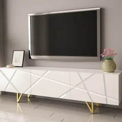 Mobile porta TV 180x52h cm 3 ante bianco lucido Kalmar