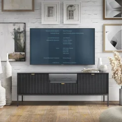 Mobile porta TV 154x56h cm 2 ante moderno soggiorno nero Alisa