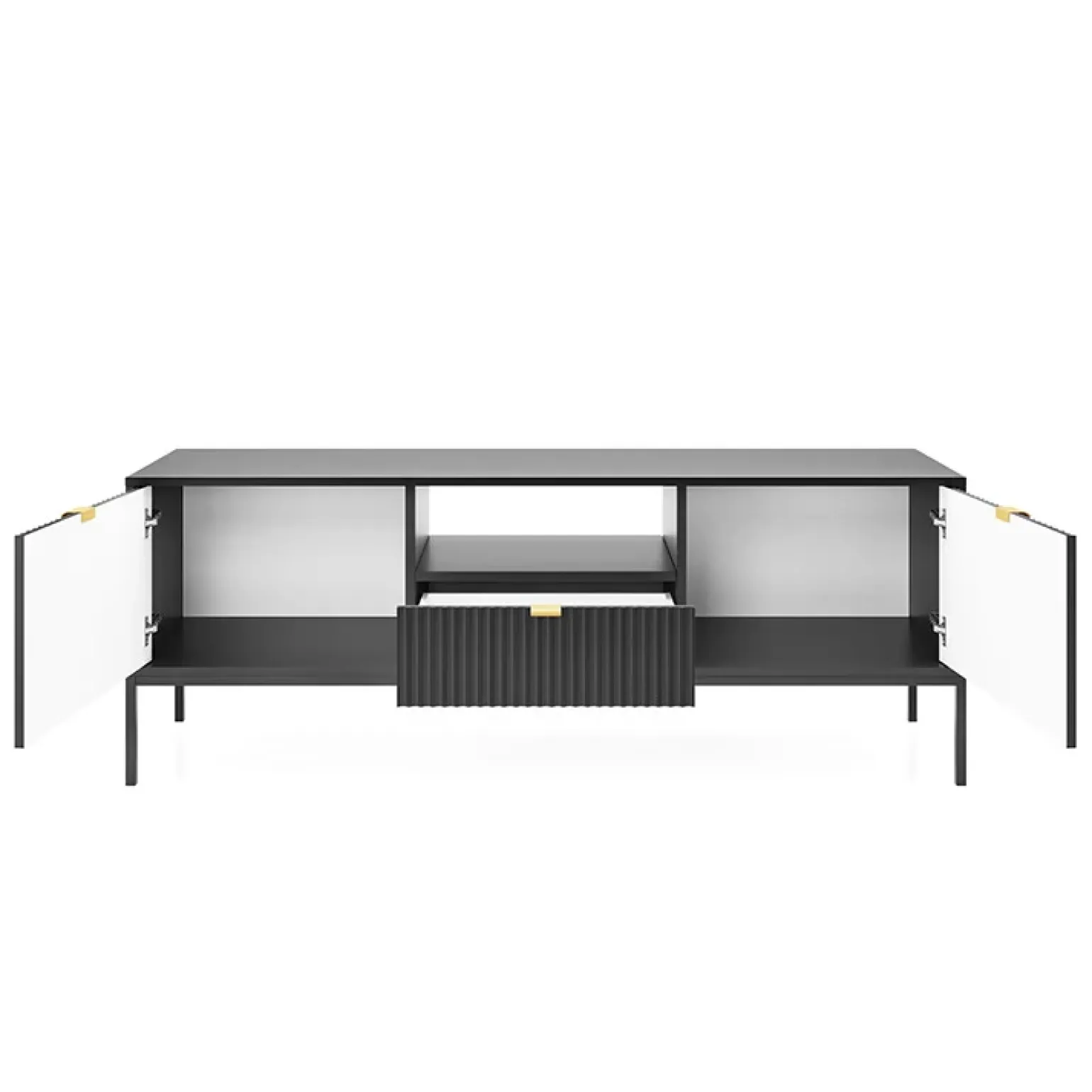 Mobile porta TV 154x56h cm 2 ante moderno soggiorno nero Alisa