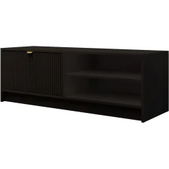 Mobile porta tv 120x40h cm 1 anta 2 vani a giorno cannettato nero Athena