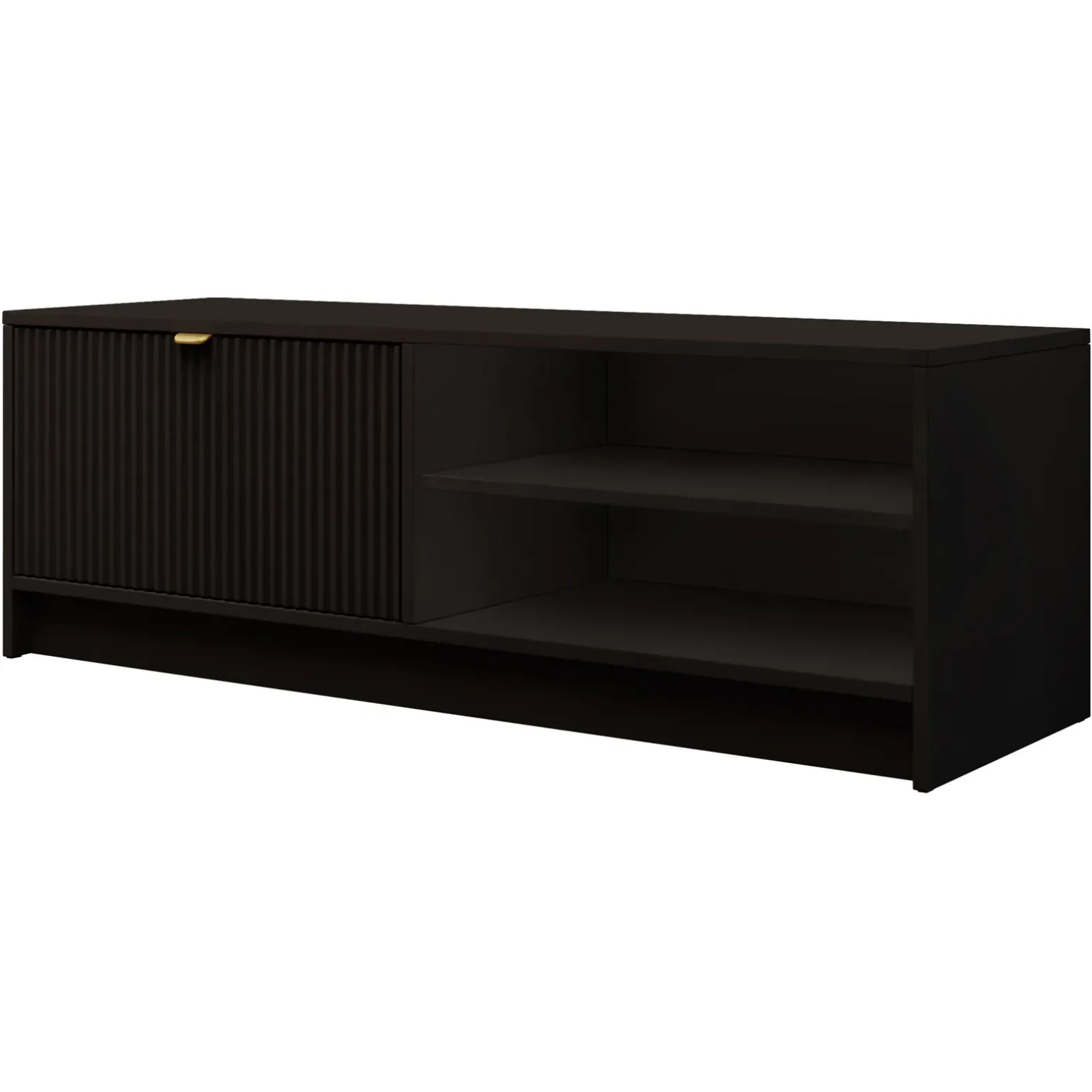 Mobile porta tv 120x40h cm 1 anta 2 vani a giorno cannettato nero Athena
