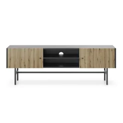 Mobile porta TV 155x52h cm 2 ante nero rovere cannettato Eterna