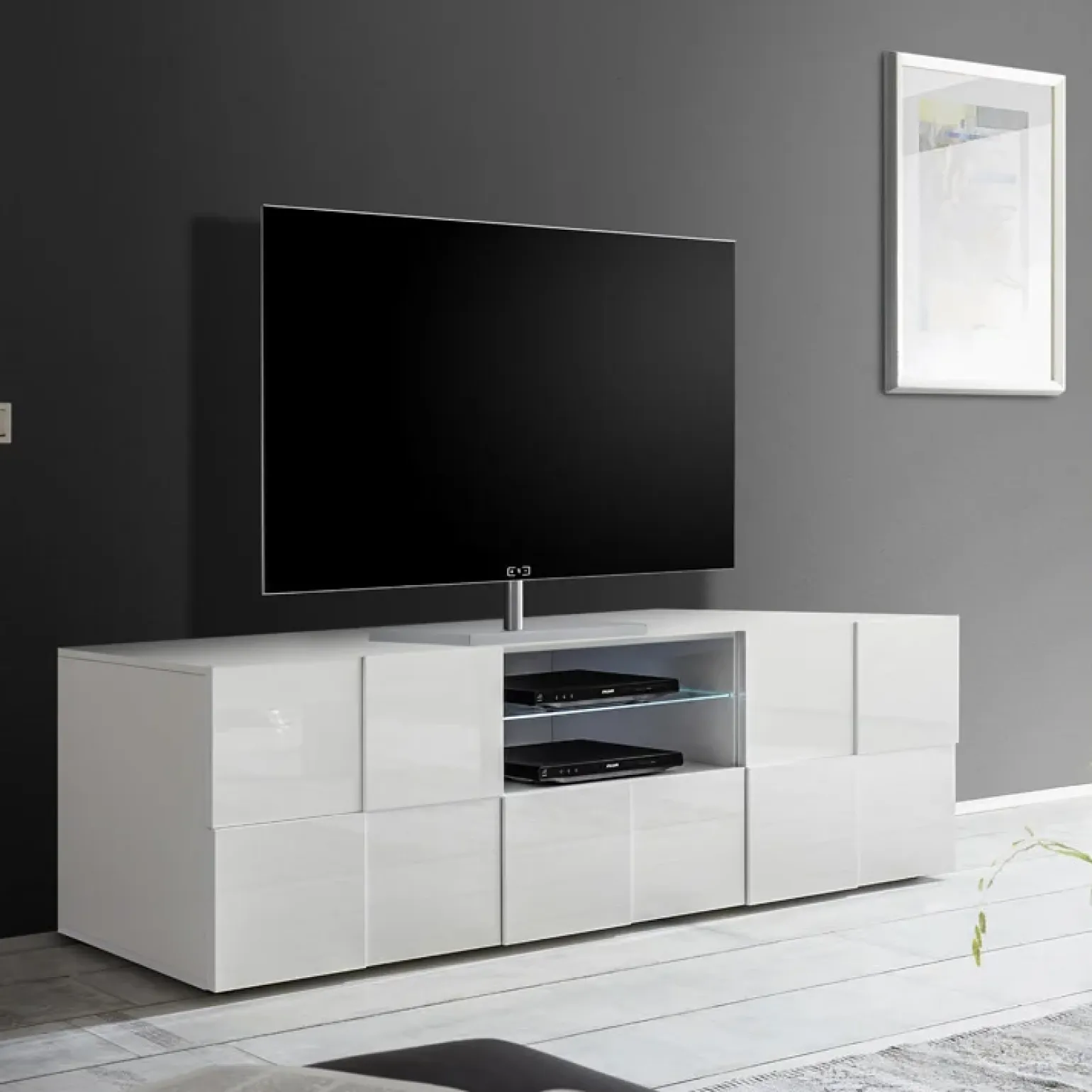 Mobile porta TV 181x57h cm 2 ante bianco lucido Obsession