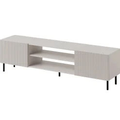 Mobile porta TV 181x53h cm 2 ante 2 vani con frontali cannettati beige Ziggy