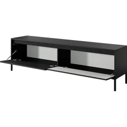 Mobile porta TV 187x54h cm 2 ante nero opaco cannettato Ciar