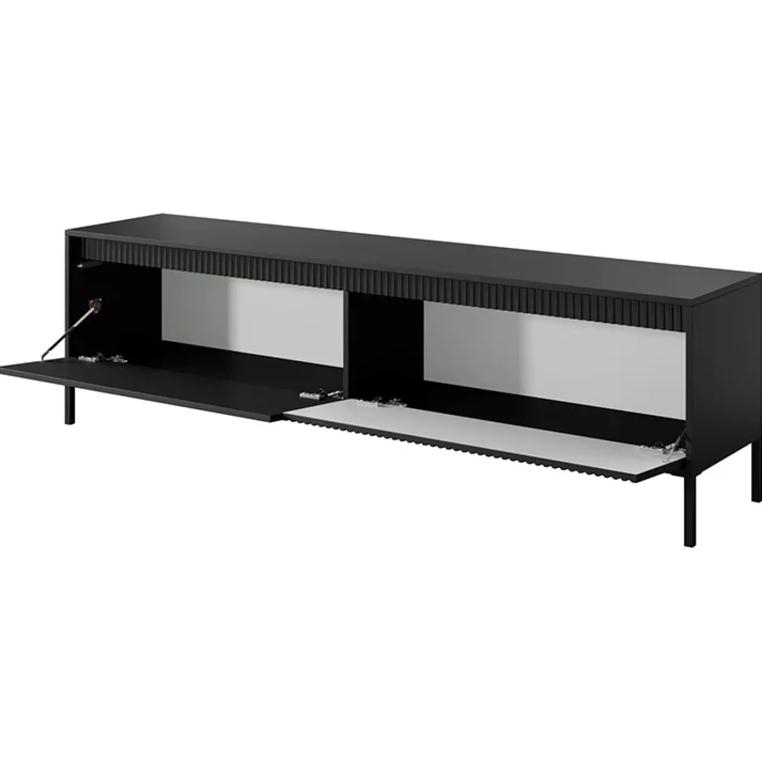 Mobile porta TV 187x54h cm 2 ante nero opaco cannettato Ciar