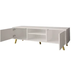 Mobile porta TV 140x42h cm 2 ante 2 vani a giorno bianco Nyborg