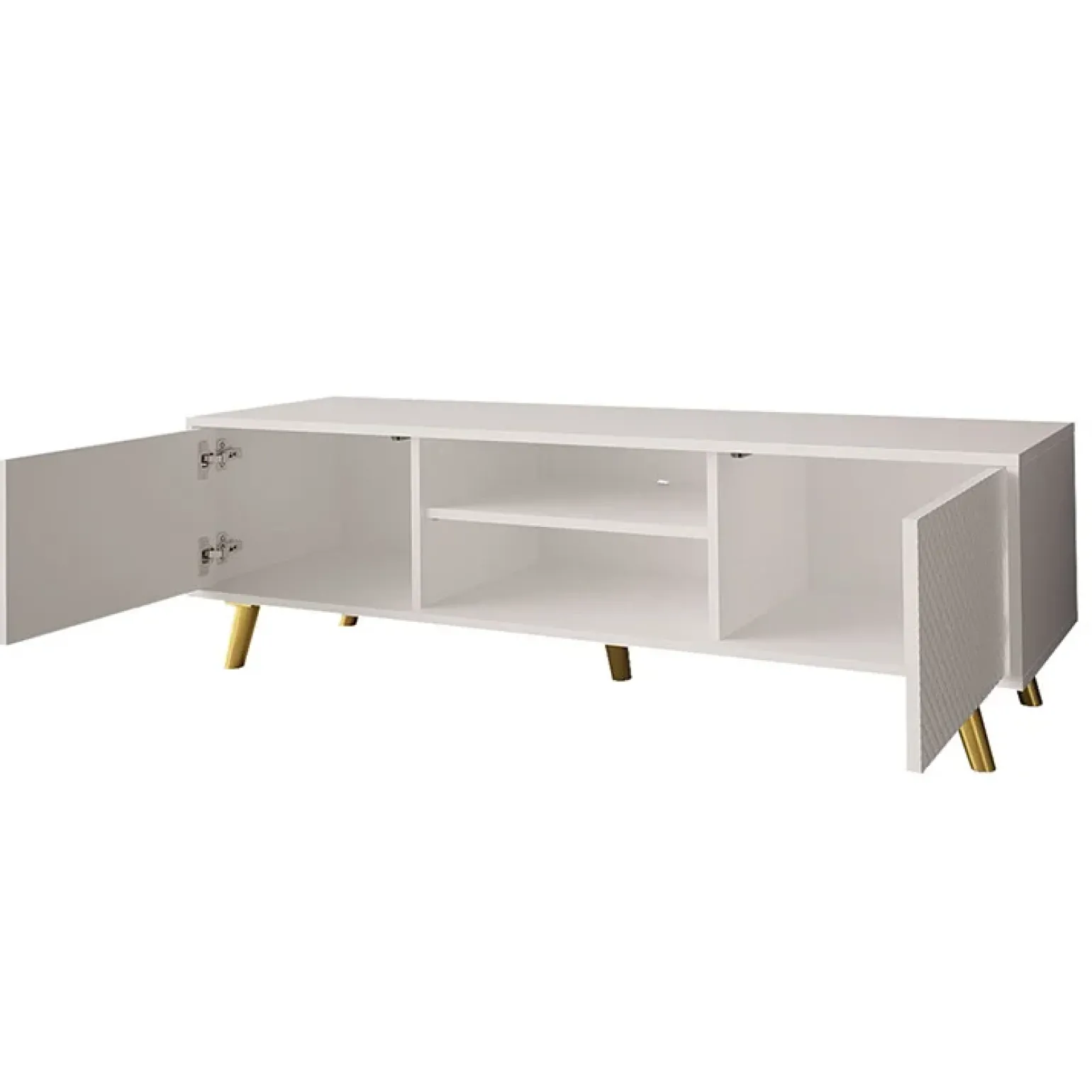 Mobile porta TV 140x42h cm 2 ante 2 vani a giorno bianco Nyborg
