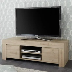 Mobile porta TV 138x44h cm 2 ante 2 vani moderno rovere chiaro Halston
