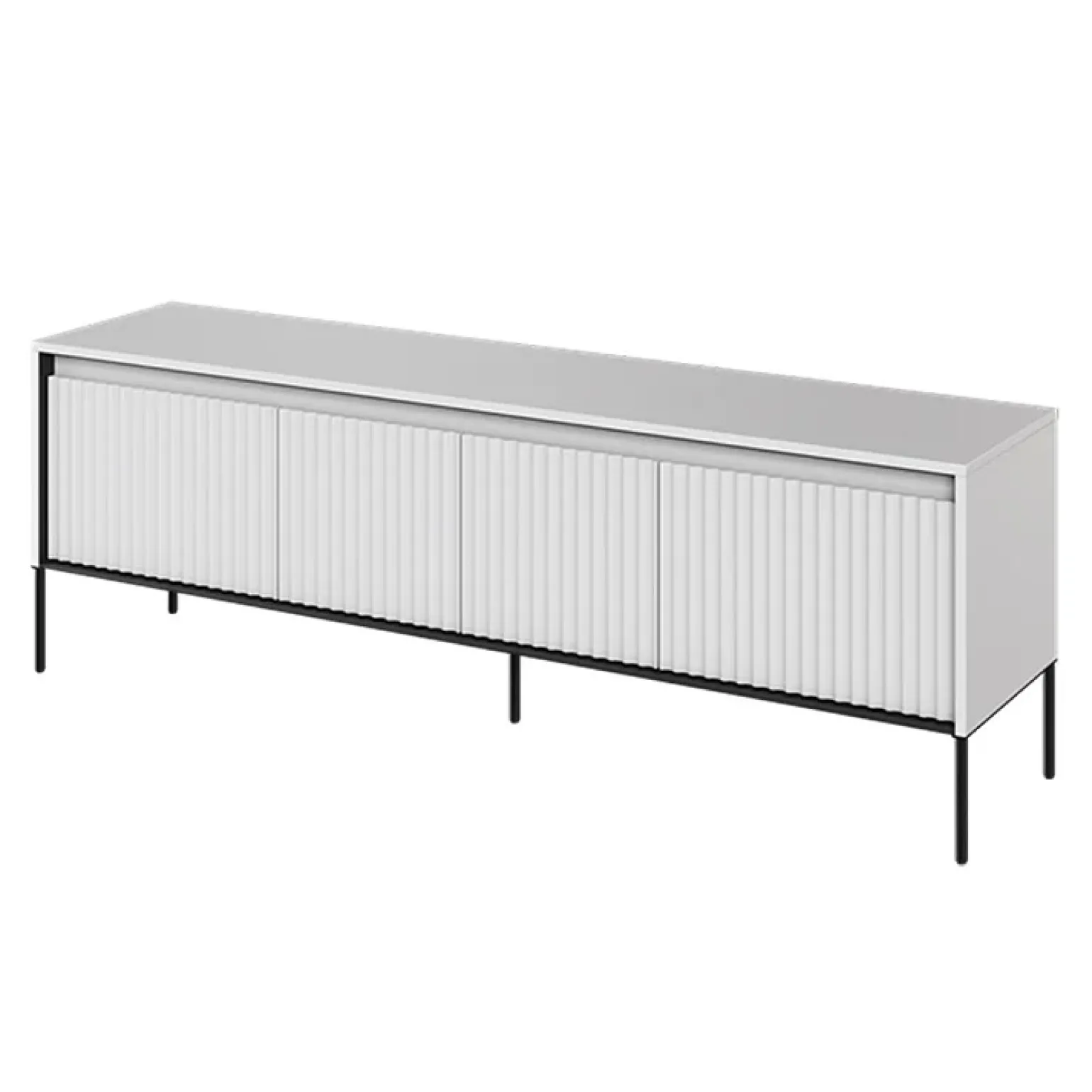 Mobile porta TV 167x56h cm 2 ante led cannettato bianco opaco nero Camelia