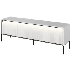 Mobile porta TV 167x56h cm 2 ante led cannettato bianco opaco nero Camelia