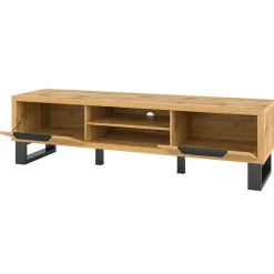 Mobile porta TV 180x50h cm 2 ante soggiorno quercia metallo nero Petra