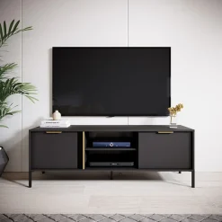Mobile porta TV 153x53h cm 2 ante 2 vani moderno antracite Nebula