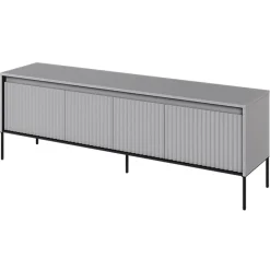 Mobile porta TV 167x56h cm 2 ante led cannettato grigio nero Camelia