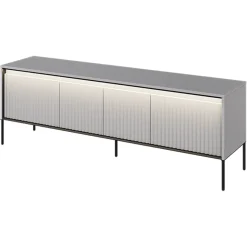 Mobile porta TV 167x56h cm 2 ante led cannettato grigio nero Camelia