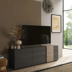 Mobile porta TV 181x59h cm 3 ante titanio rovere Universal