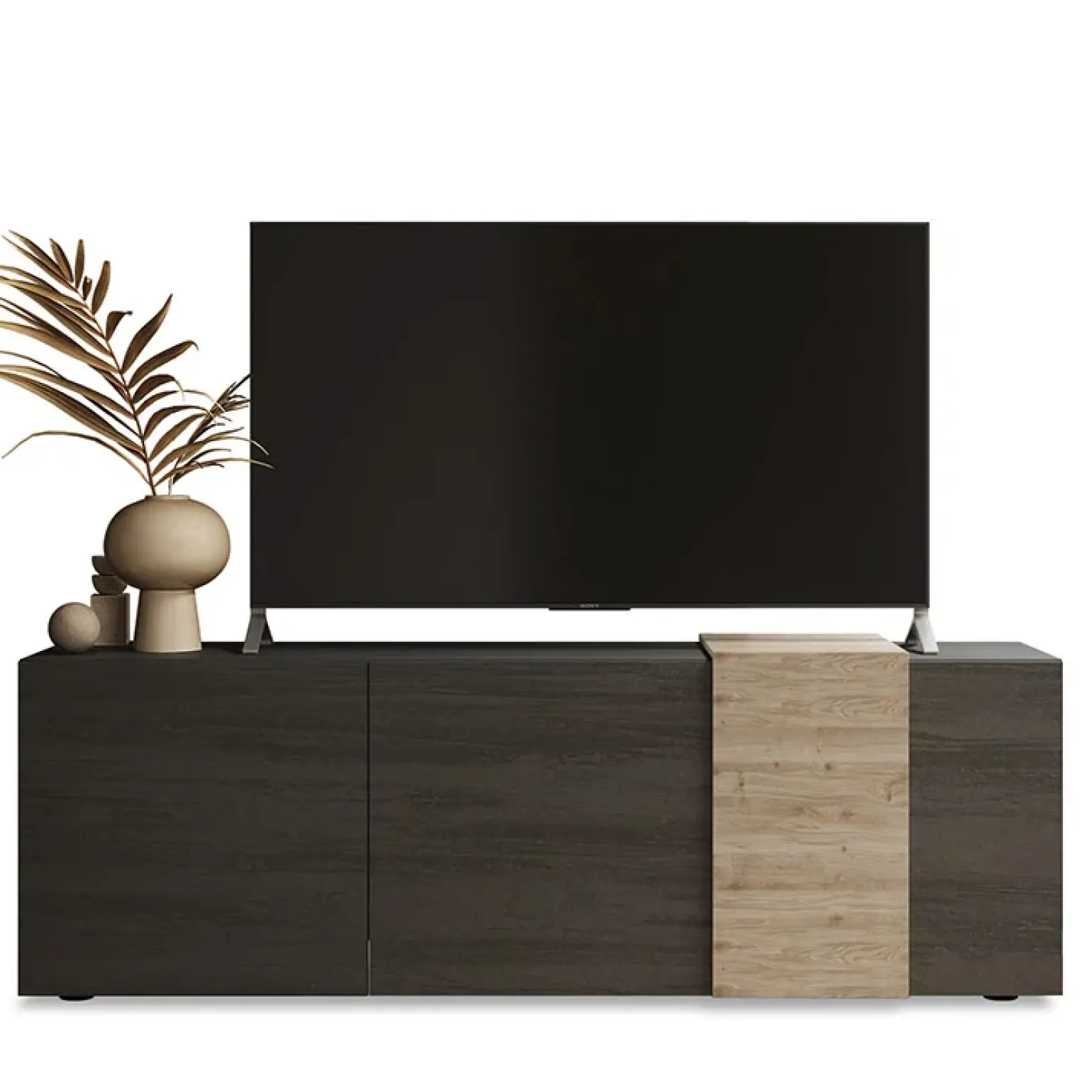 Mobile porta TV 181x59h cm 3 ante titanio rovere Universal
